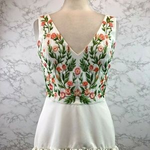 Marchesa Notte 0 Ivory Embroidered Floral High-low